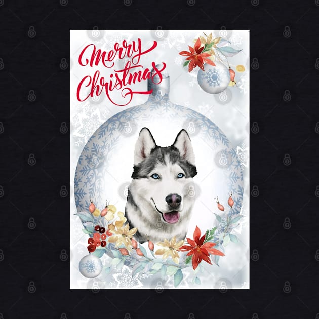 Husky Merry Christmas Santa Dog by Puppy Eyes